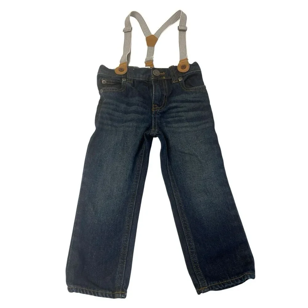Carter’s Toddler Jeans 2T Blue Denim w Suspenders Mini Vintage Playdate Fit